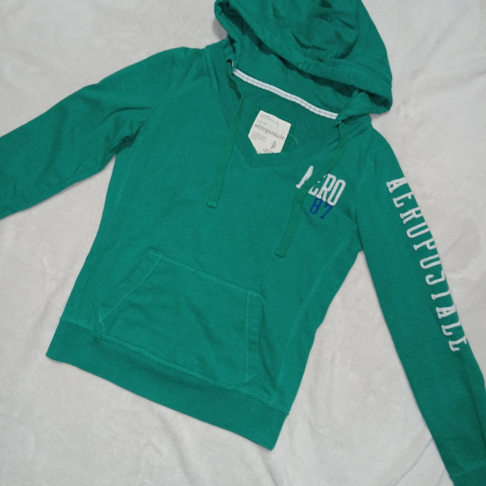 Aeropostale Green Pullover Hoodie sz small - Picture 2 of 9